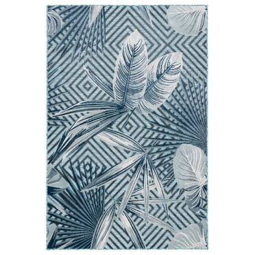 SAFAVIEH Cabana Salima Indoor/Outdoor Area Rug, Aqua/Navy, 5' x 8'