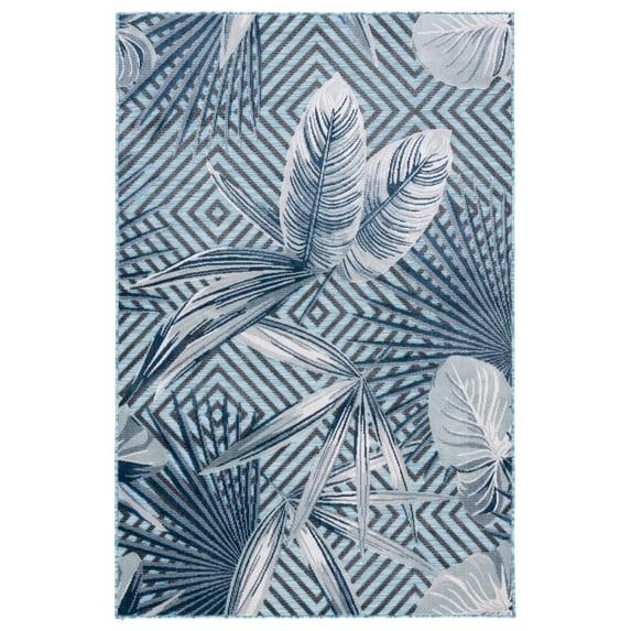 SAFAVIEH Cabana Salima Indoor/Outdoor Area Rug, Aqua/Navy, 6' x 9'