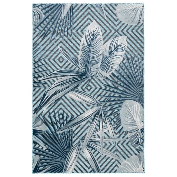 SAFAVIEH Cabana Salima Indoor/Outdoor Area Rug, Aqua/Navy, 9' x 12'