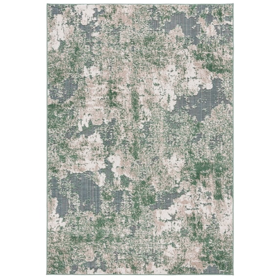 SAFAVIEH Cabana Selma Distressed Indoor/Outdoor Area Rug, Green/Ivory, 4' x 6'