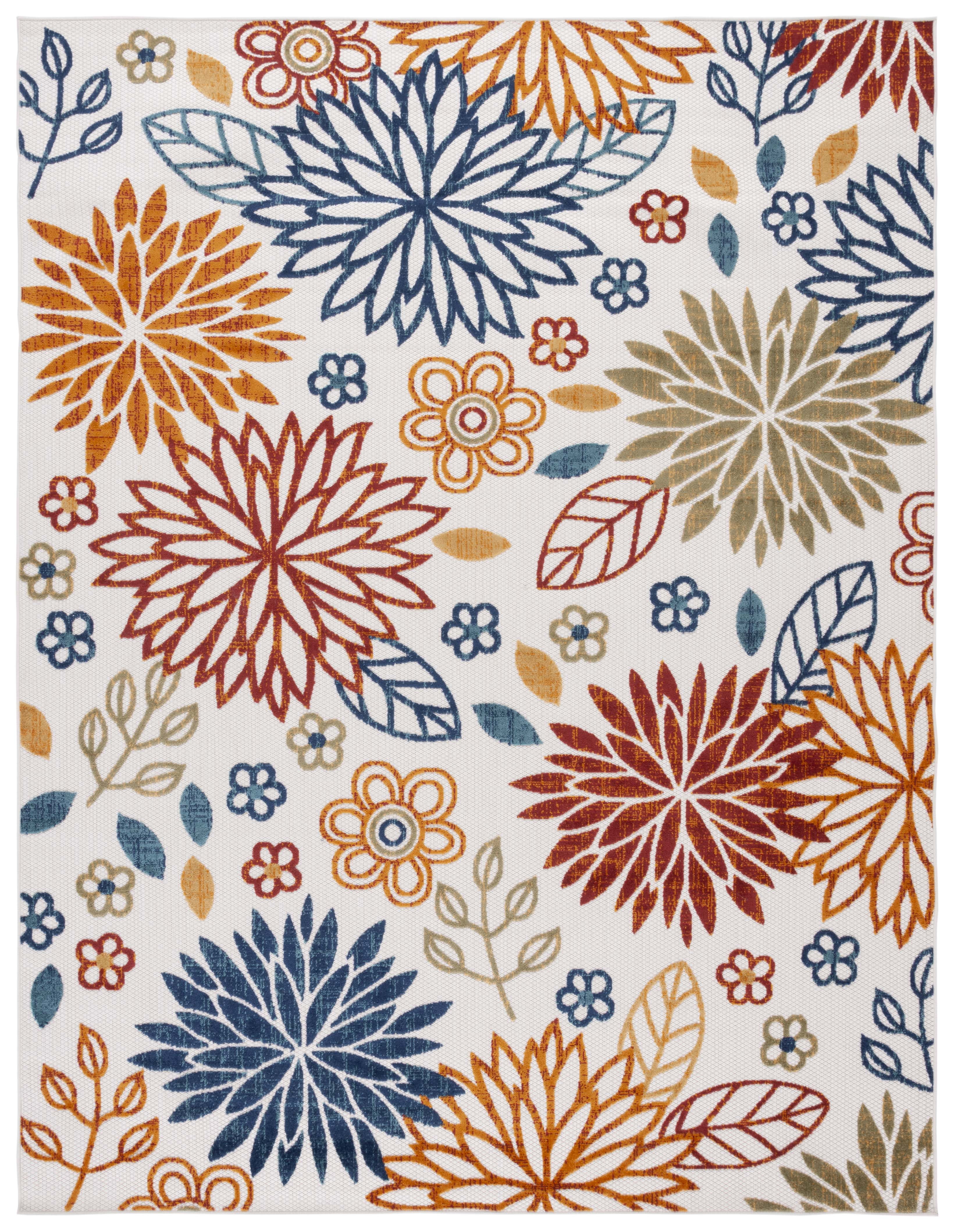 SAFAVIEH Cabana Siomha Floral Indoor/Outdoor Area Rug, Creme/Red, 10' x 14'