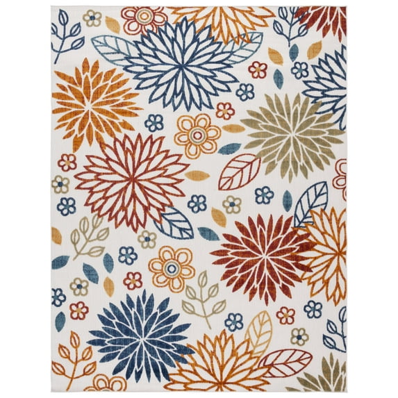 SAFAVIEH Cabana Siomha Floral Indoor/Outdoor Area Rug, Creme/Red, 10' x 14'