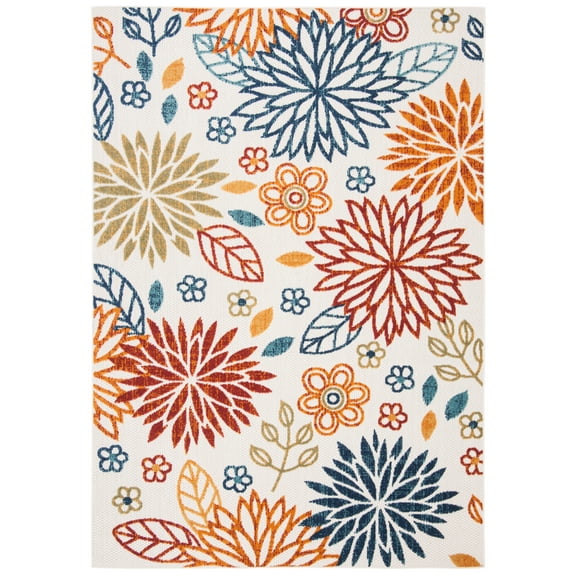 SAFAVIEH Cabana Siomha Floral Indoor/Outdoor Area Rug, Creme/Red, 2' x 4'