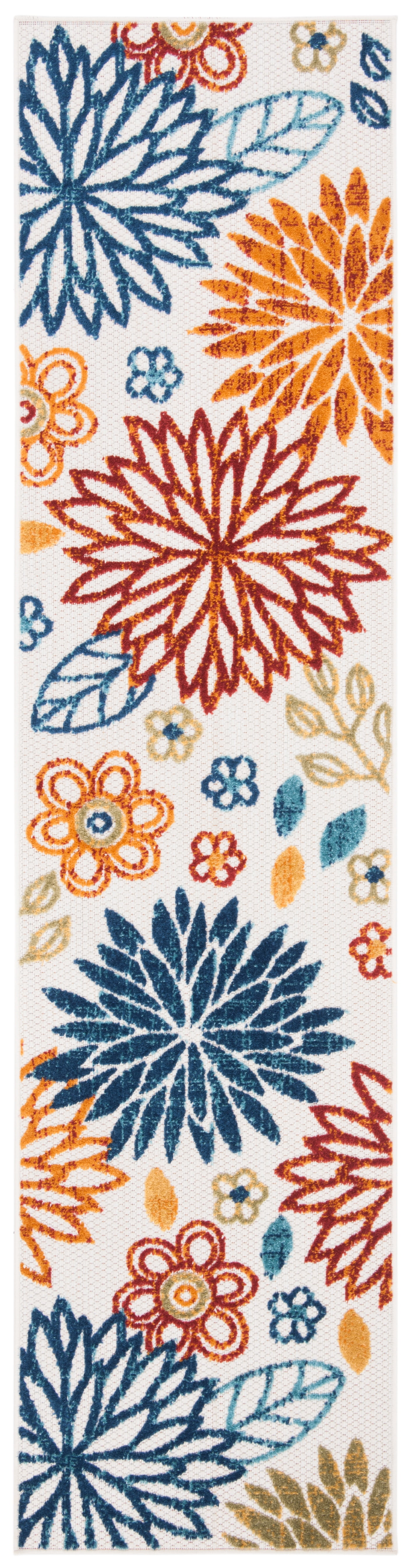 SAFAVIEH Cabana Siomha Floral Indoor/Outdoor Runner Rug, Creme/Red, 2' x 12'