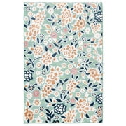 SAFAVIEH Cabana Tobias Floral Indoor/Outdoor Area Rug, Green/Navy, 5'1" x 7'6"
