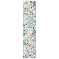 SAFAVIEH Cabana Tobias Floral Indoor/Outdoor Runner Rug, Green/Navy, 2' x 10'