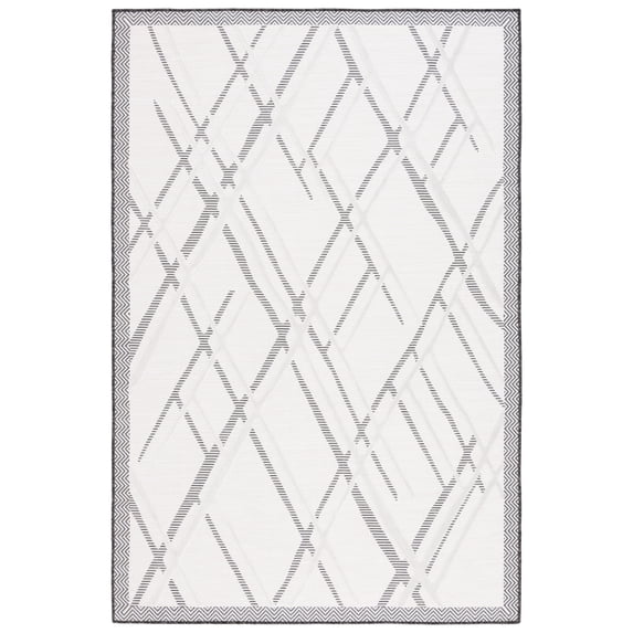 SAFAVIEH Cabana Tylar Diamond Indoor/Outdoor Area Rug, Ivory/Black, 5'1" x 7'6"