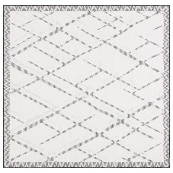 SAFAVIEH Cabana Tylar Diamond Indoor/Outdoor Area Rug, Ivory/Black, 6'5" x 6'5" Square