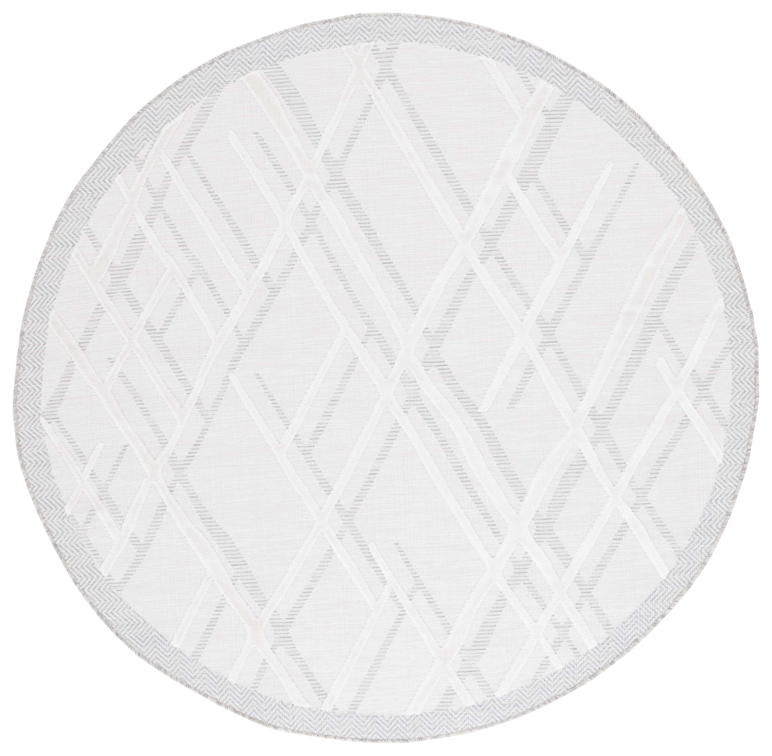 SAFAVIEH Cabana Tylar Diamond Indoor/Outdoor Area Rug, Ivory/Grey, 6'5" x 6'5" Round