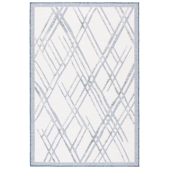 SAFAVIEH Cabana Tylar Diamond Indoor/Outdoor Area Rug, Ivory/Navy, 4' x 6'