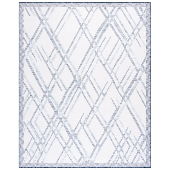 SAFAVIEH Cabana Tylar Diamond Indoor/Outdoor Area Rug, Ivory/Navy, 8' x 10'
