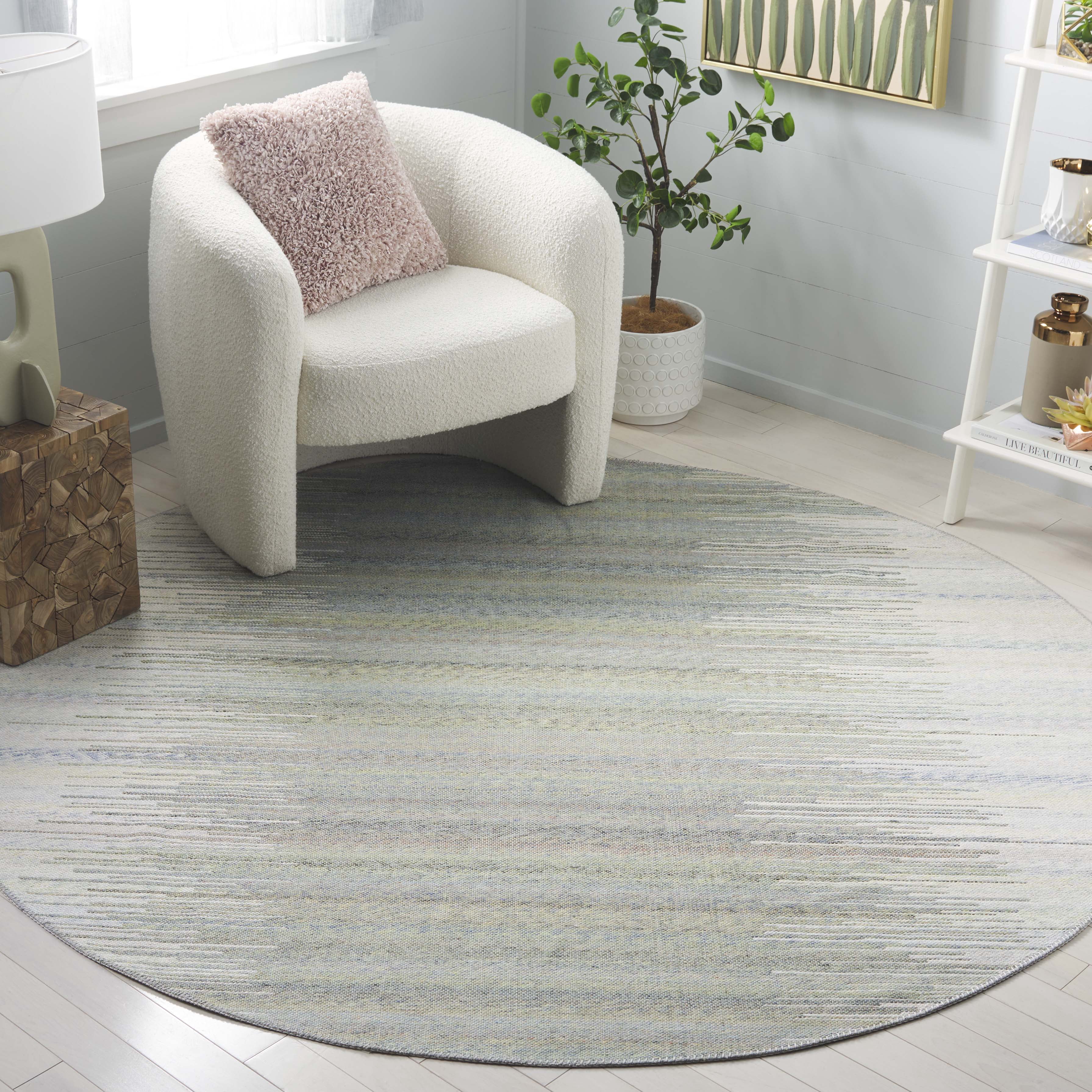 SAFAVIEH Cabo Alexa Abstract Area Rug, Beige/Green, 7' x 7' Round ...