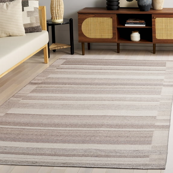 SAFAVIEH Cabo Lyla Striped Area Rug, Gray/Beige, 7' x 7' Square