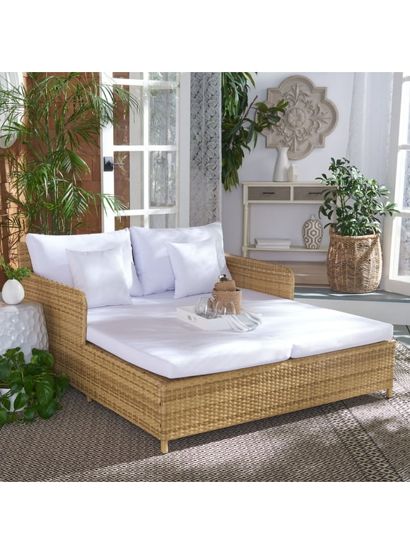 SAFAVIEH Cadeo Outdoor Patio Daybed, Natural/White