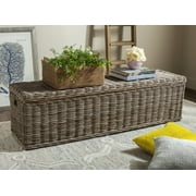 SAFAVIEH Caius Bohemian Nautical Wicker Bench with Storage, Natural