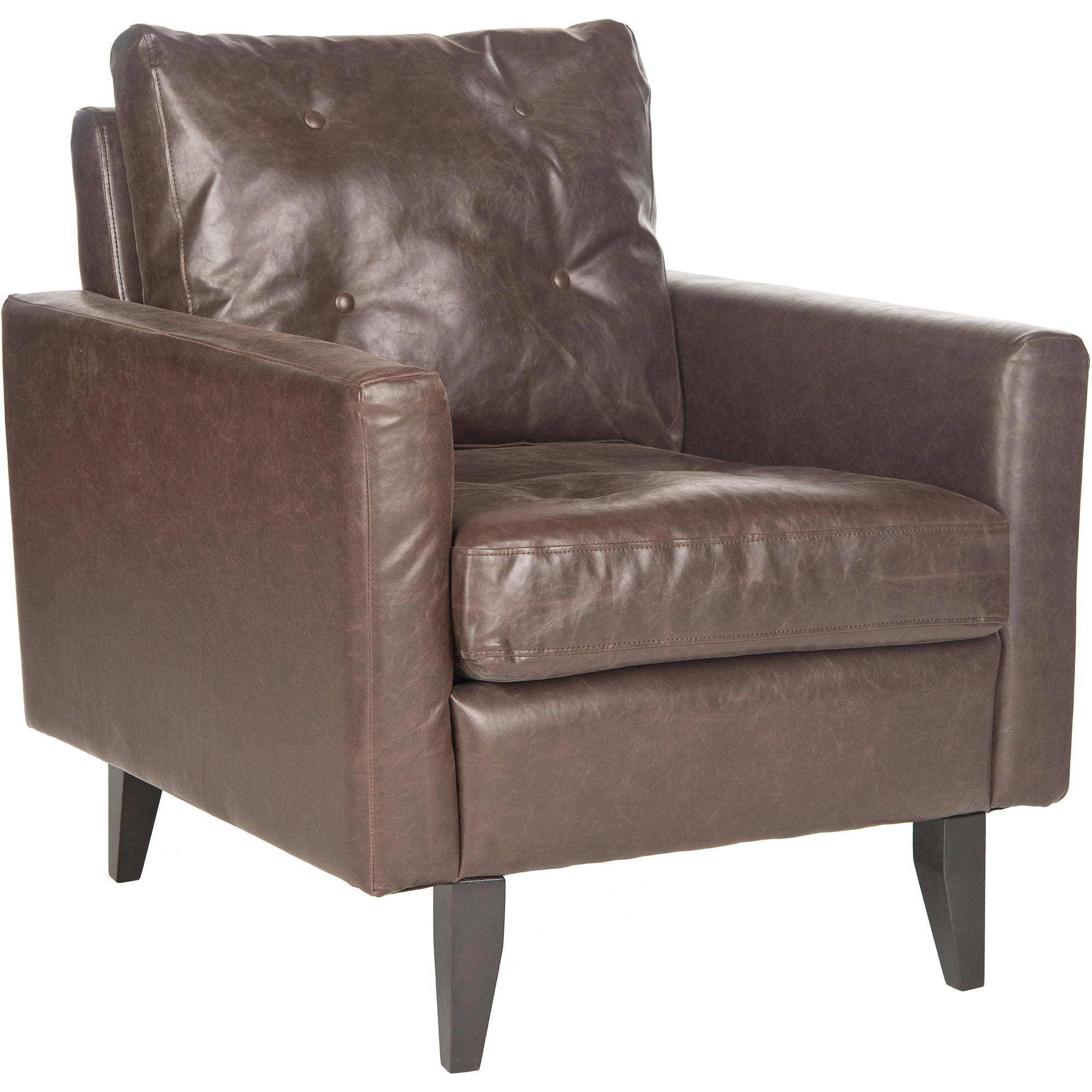 SAFAVIEH Caleb Mid Century Modern Upholstered Club Chair, Antique Brown