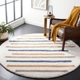 thumbnail image 1 of SAFAVIEH Calico Alfreda Striped Polyester Shag Area Rug, Ivory/Gold, 6'7" x 6'7" Round, 1 of 11
