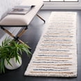 thumbnail image 1 of SAFAVIEH Calico Alfreda Striped Polyester Shag Runner Rug, Ivory/Gold, 2'2" x 8', 1 of 8