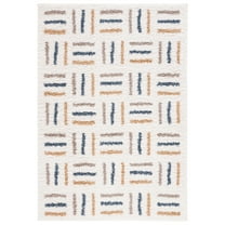SAFAVIEH Calico Aylmer Geometric Polyester Shag Area Rug, Ivory/Gold, 4' x 6'