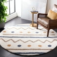 thumbnail image 1 of SAFAVIEH Calico Borko Abstract Polyester Shag Area Rug, Ivory/Taupe, 6'7" x 6'7" Round, 1 of 8