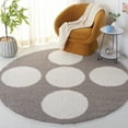thumbnail image 1 of SAFAVIEH Calico Cian Geometric Polyester Shag Area Rug, Gray/Ivory, 6'7" x 6'7" Round, 1 of 8