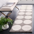 thumbnail image 1 of SAFAVIEH Calico Cian Geometric Polyester Shag Runner Rug, Gray/Ivory, 2'2" x 8', 1 of 8