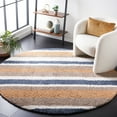 thumbnail image 1 of SAFAVIEH Calico Doroteja Striped Polyester Shag Area Rug, Taupe/Ivory, 6'7" x 6'7" Round, 1 of 8