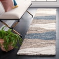 thumbnail image 1 of SAFAVIEH Calico Louella Abstract Polyester Shag Runner Rug, Taupe/Blue, 2'2" x 8', 1 of 8