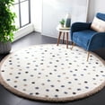 thumbnail image 1 of SAFAVIEH Calico Mattie Dot-Print Polyester Shag Area Rug, Ivory/Taupe, 3' x 3' Round, 1 of 11