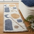 thumbnail image 1 of SAFAVIEH Calico Miraj Abstract Polyester Shag Runner Rug, Ivory/Blue, 2'2" x 8', 1 of 8