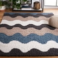 thumbnail image 1 of SAFAVIEH Calico Varvara Wavy Striped Polyester Shag Area Rug, Black/Taupe, 8' x 10', 1 of 8