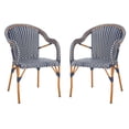 thumbnail image 1 of SAFAVIEH California Coastal Outdoor Patio Armchair with Faux Wicker, Navy/White (Set of 2), 1 of 12