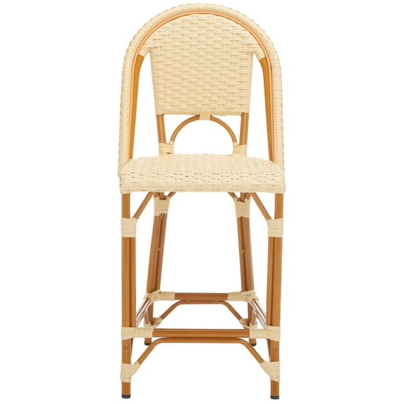 SAFAVIEH California Mid Back Outdoor Bar Stool, Natural