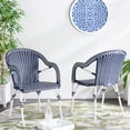 thumbnail image 1 of SAFAVIEH California Outdoor Patio Armchair, Navy/White/White, Set of 2, 1 of 12