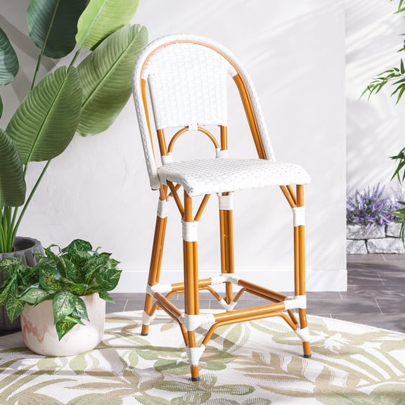 SAFAVIEH California Outdoor Patio Counter Stool, White