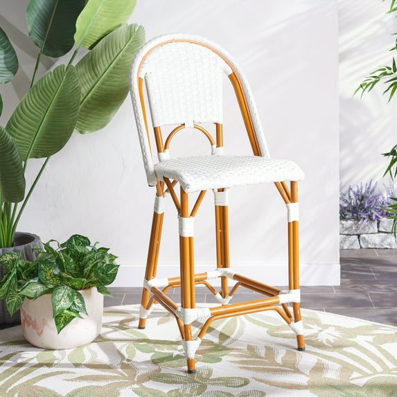 SAFAVIEH California Outdoor Patio Counter Stool, White