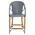 thumbnail image 1 of SAFAVIEH California Outdoor Patio Counter Stool w/ Arm, Navy/White, 1 of 11