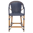 thumbnail image 1 of SAFAVIEH California Outdoor Patio Counter Stool w/ Arm, Navy, 1 of 11