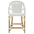 thumbnail image 1 of SAFAVIEH California Outdoor Patio Counter Stool w/ Arm, White/Navy, 1 of 11