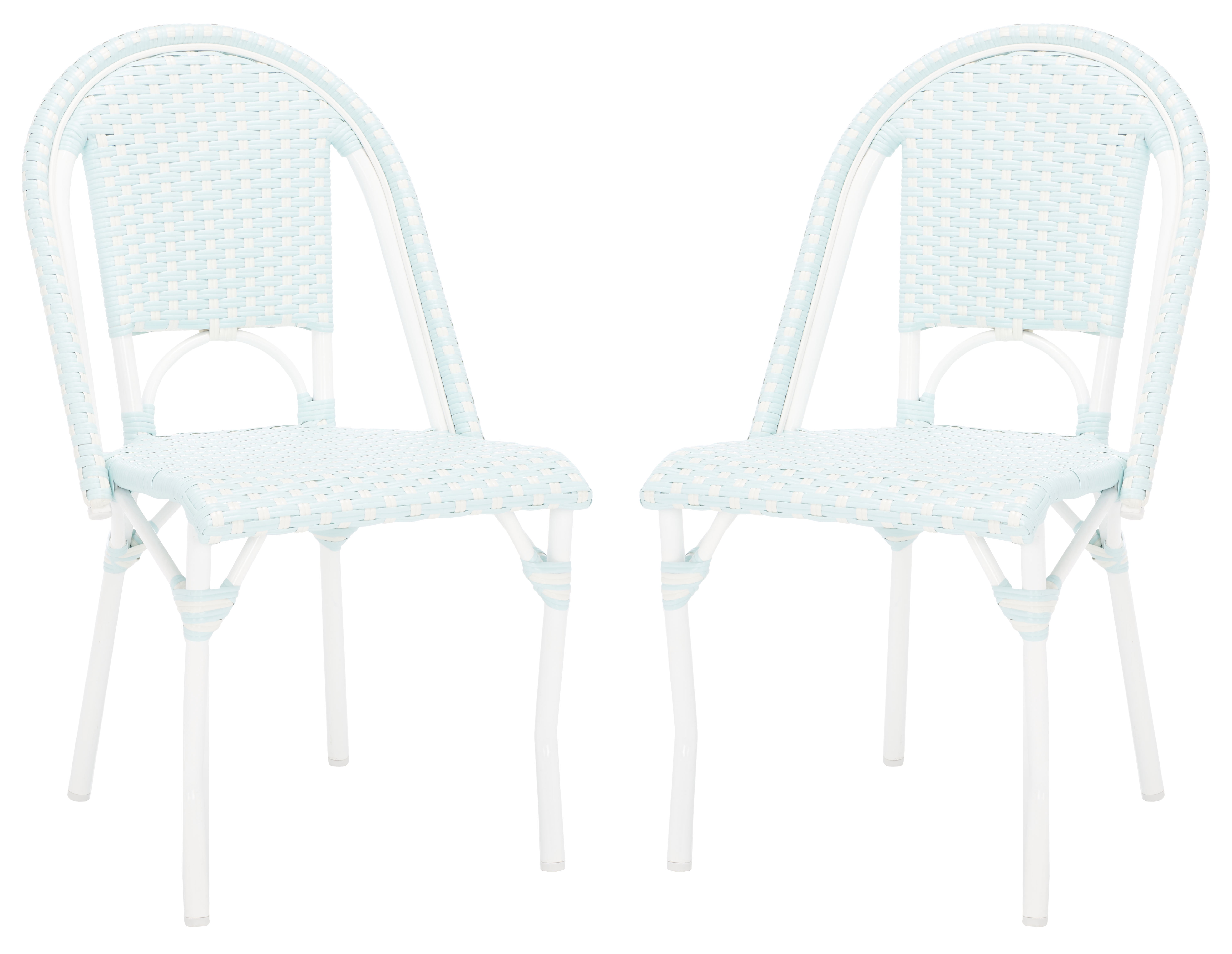 SAFAVIEH California Outdoor Patio Side Chair, Baby Blue/White, Set of 2
