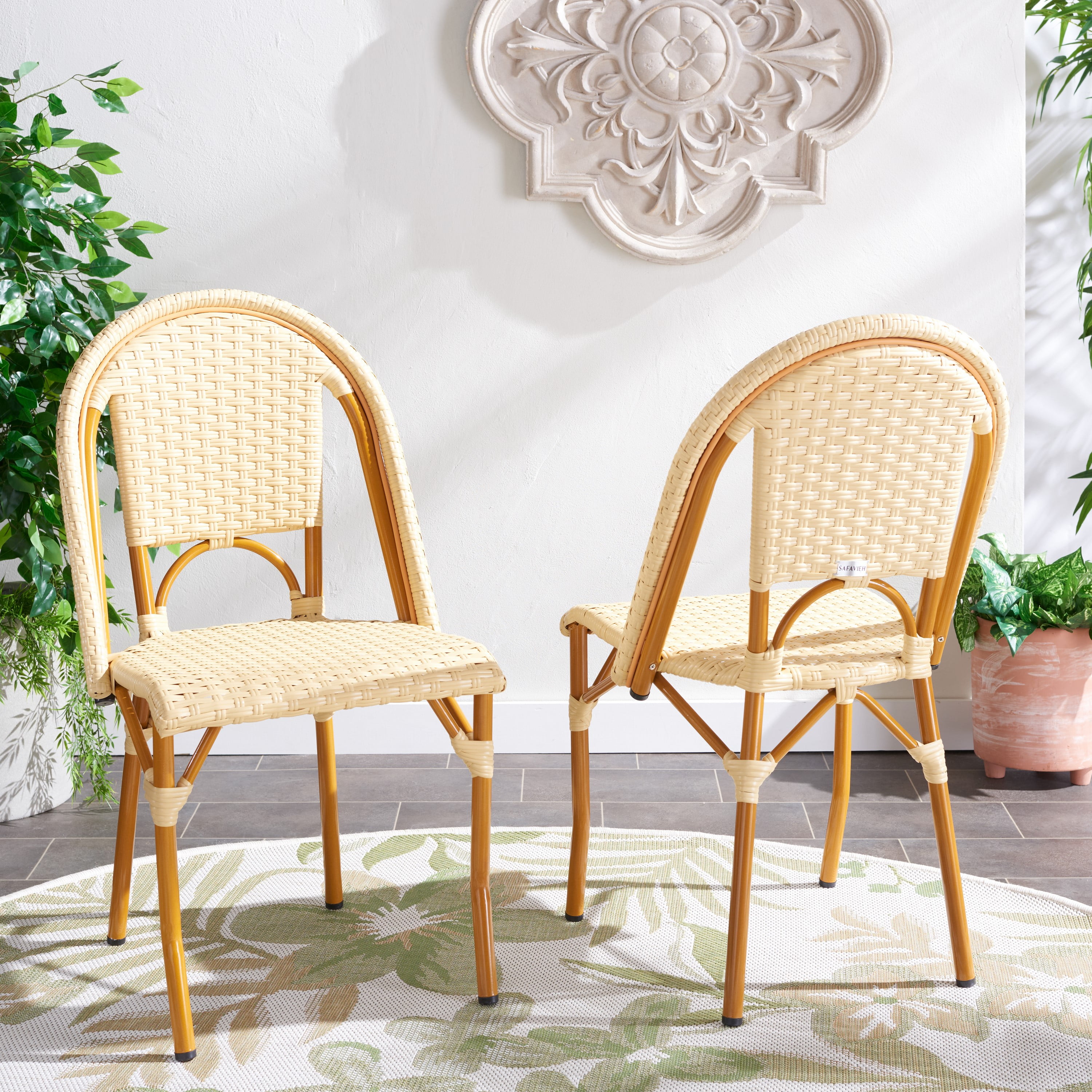 SAFAVIEH California Outdoor Patio Side Chair, Natural, Set of 2