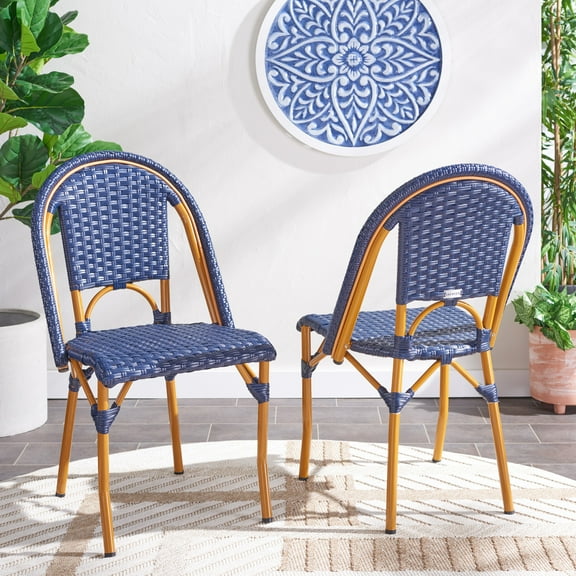 SAFAVIEH California Outdoor Patio Side Chair, Navy, Set of 2