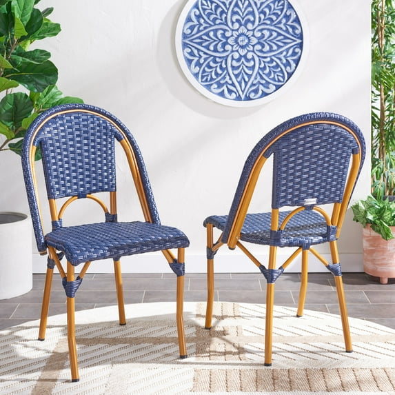 SAFAVIEH California Outdoor Patio Side Chair, Navy, Set of 2
