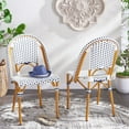 thumbnail image 1 of SAFAVIEH California Outdoor Patio Side Chair, White/Navy, Set of 2, 1 of 12
