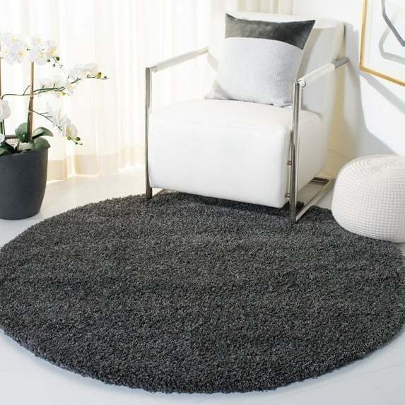 SAFAVIEH California Plush Solid Shag Area Rug, Dark Grey, 3' x 3' Round - Modern Design, Dark Grey, Non-Shedding & Easy Cleaning, Ultra Plush Thick Pile, Ideal for Living Room, Bedroom