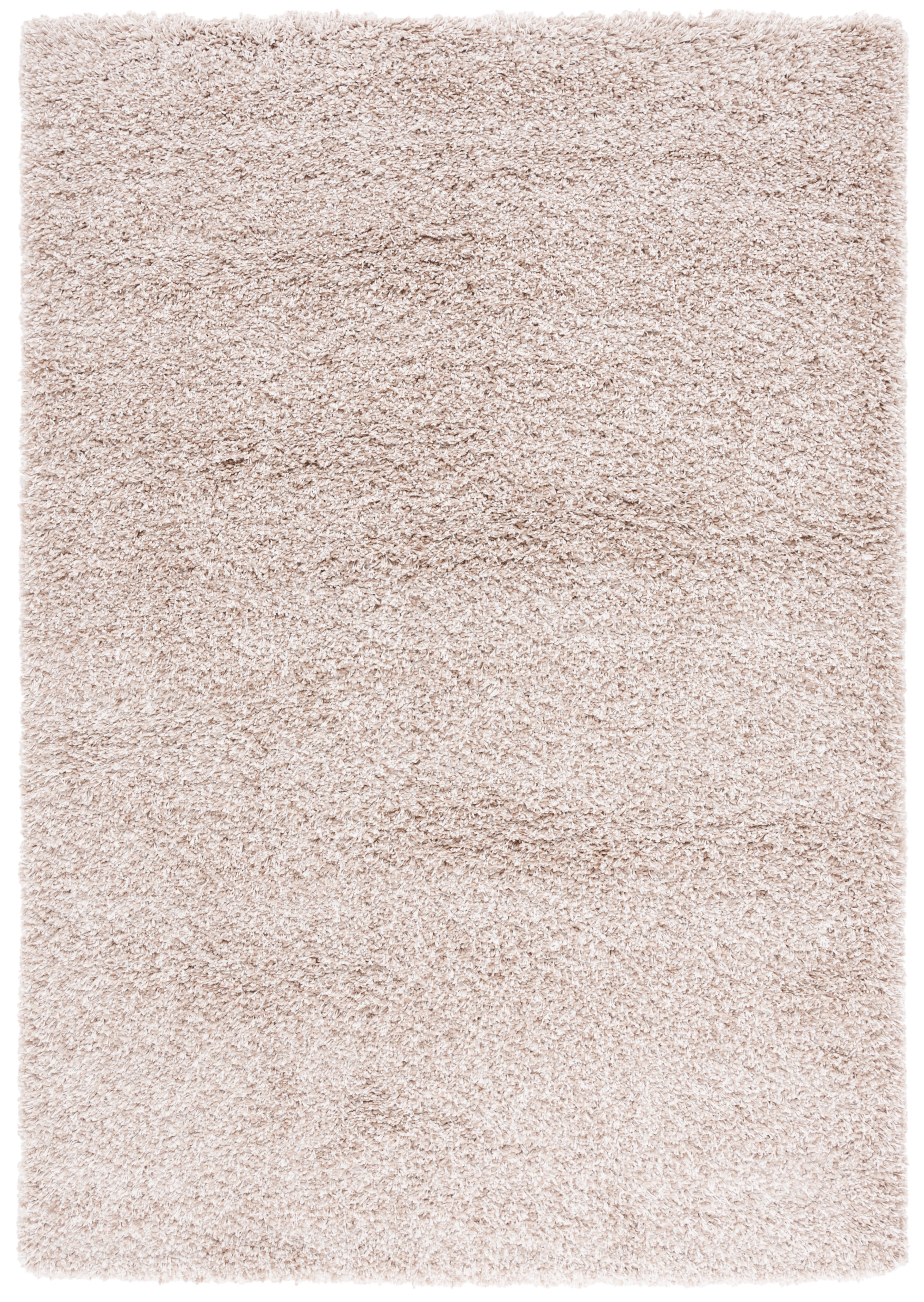 Beige Hand-Knotted Shag Synthetic Area Rug 5'3" x 7'6"