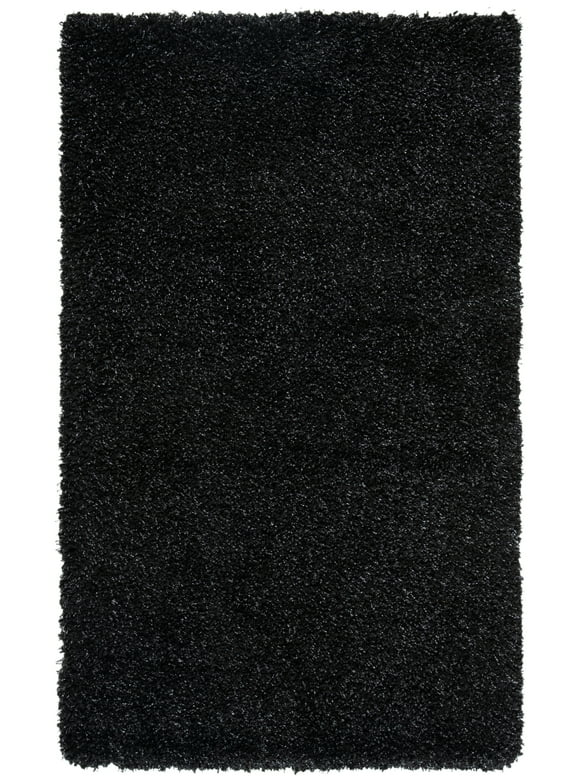 SAFAVIEH California Solid Plush Shag Area Rug, Black, 3' x 5'