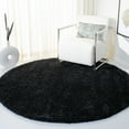thumbnail image 1 of SAFAVIEH California Plush Solid Shag Area Rug, Black/Ivory, 4' x 4' Round - Modern Design, Black & Ivory, Non-Shedding & Easy Cleaning, Ultra Plush Thick Pile, Ideal for Living Room, Bedroom, 1 of 14