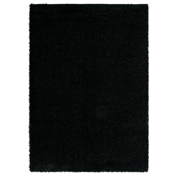 SAFAVIEH California Plush Solid Shag Area Rug, Black/Ivory, 8'6" x 12'