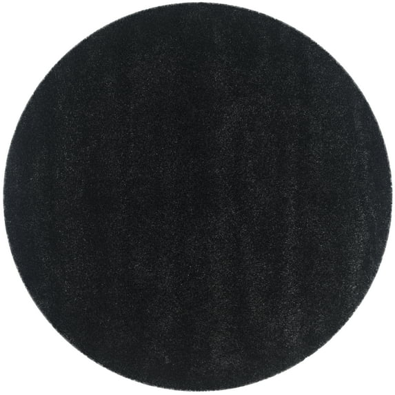 SAFAVIEH California Plush Solid Shag Area Rug, Black/Ivory, 8' x 8' Round